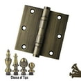 thumbnail image 2 of EMBASSY Door Hinge 3.5 x 3.5 Solid Brass Antique Brass with Acorn Tips, 2 of 7