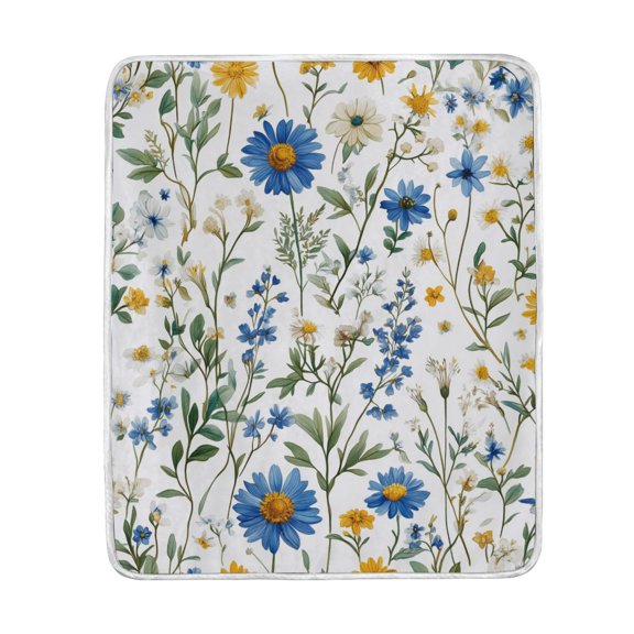 Yayeee Throw Blanket for Couch Soft Warm 50" x 60" Sofa Chair Bed Decoration, Blue Floral