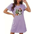 thumbnail image 4 of Sakmal Loose Sleepwear for Women Stretchy Purple Christmas Soft Sleep Dress Dog Print Crew Neck Short Short Sleeve Nightgowns S-2XL, 4 of 5