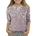 thumbnail image 2 of Unisex Kids Tunic Tops 3/4 Sleeve Loose Fit Flower Pattern Spring Tops Blouses for Girls Dressy Casual Fall Fashion Shirts Crew Neck Lightweight Basic T-Shirts, 2 of 5