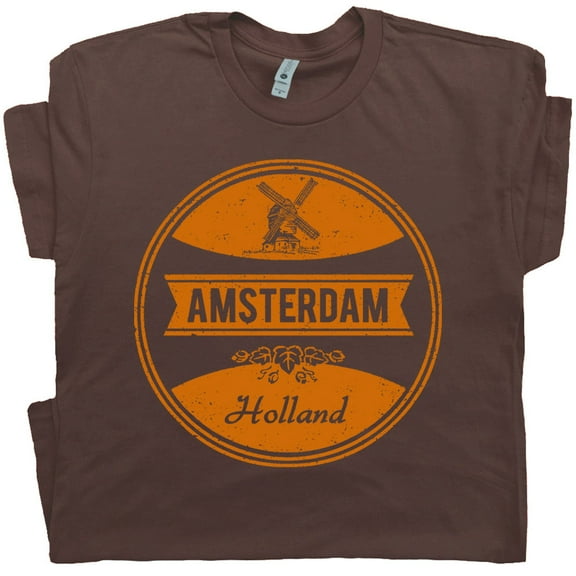 Vintage Amsterdam Shirt Cool Holland T Shirts for Men Women Dutch Windmill Retro Destination Souvenir Graphic Tee