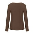 thumbnail image 5 of Miluxas Women’s Long Sleeve Henley T Shirts Button Down Slim Fit Tops Scoop Neck Ribbed Knit Shirts Coffee 4(S), 5 of 8