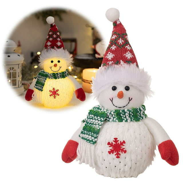 Desktop Decor Illuminated Christmas Table Decoration LED Illuminated Snowman Tabletop Statue Winter Christmas Snowman Decoration Home Interior Kitchen Room Holiday Party
