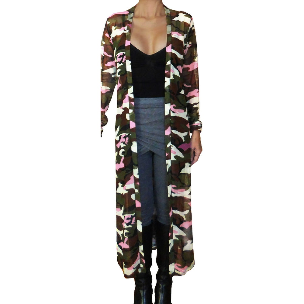 camo duster cardigan