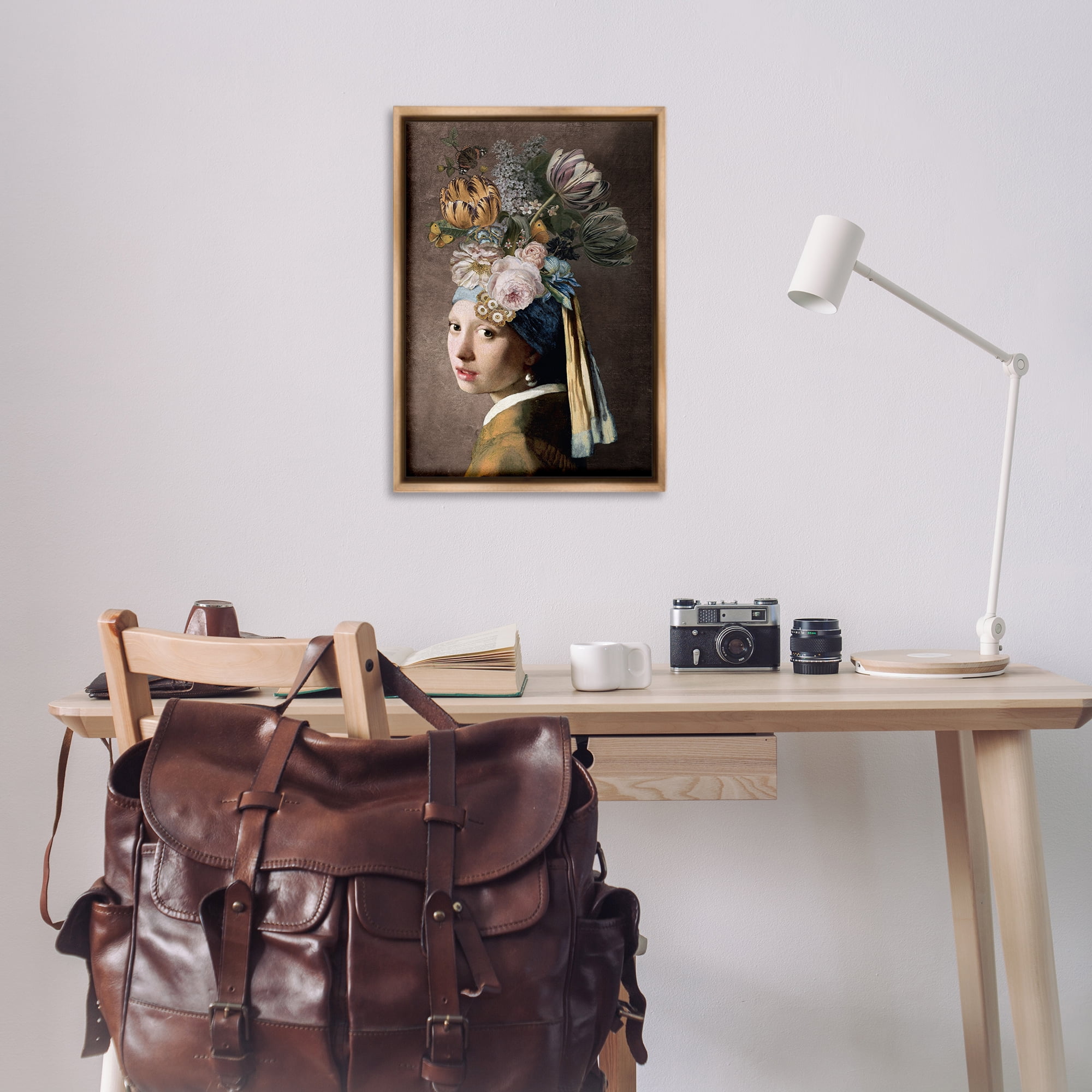 Stupell Industries Classic with Vintage Blooms People Painting Brown Floater Framed Canvas Art Print Wall Art, 21 x 31