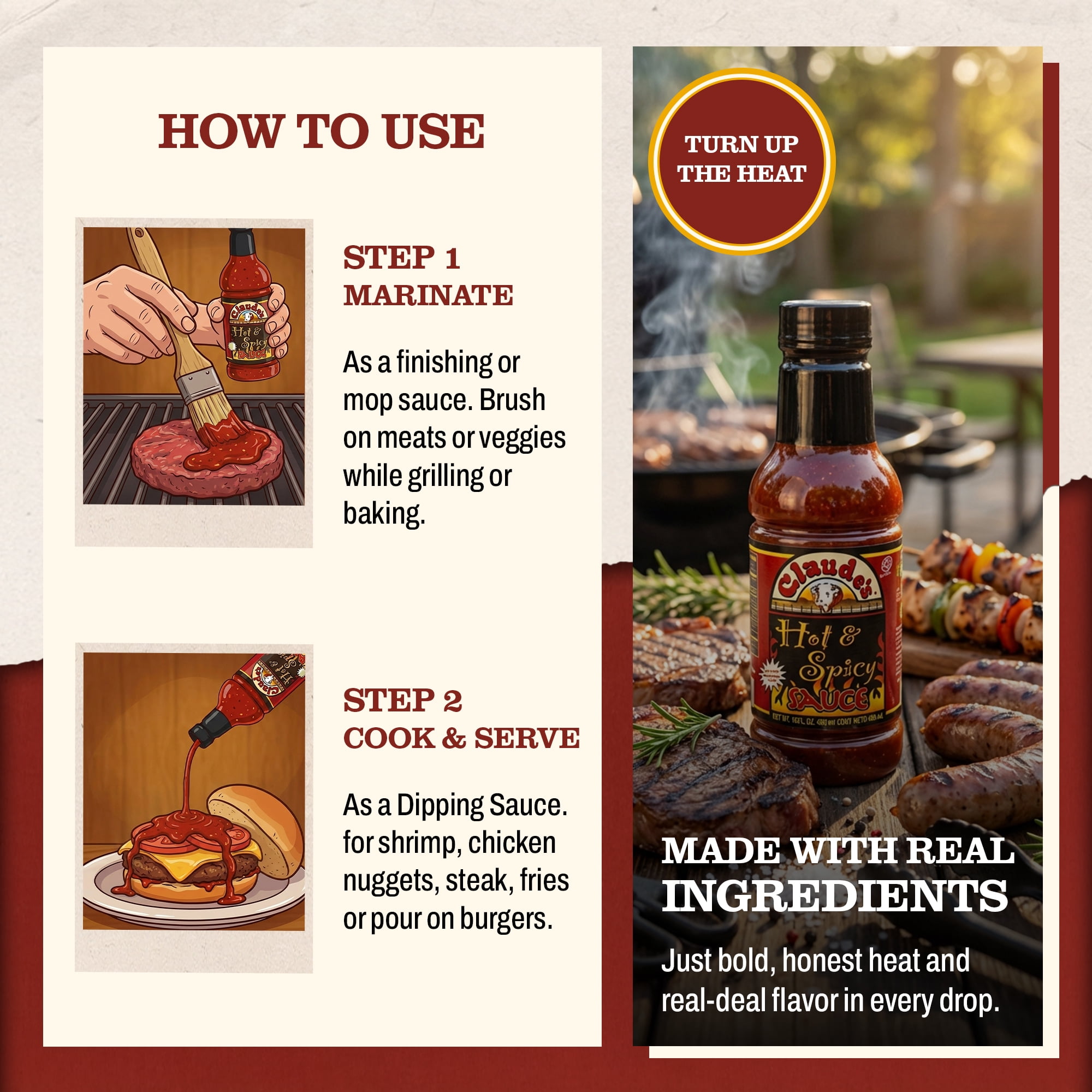 Fajita Hot & Spicy Sauce, 16 oz Bottle (Pack of 6)