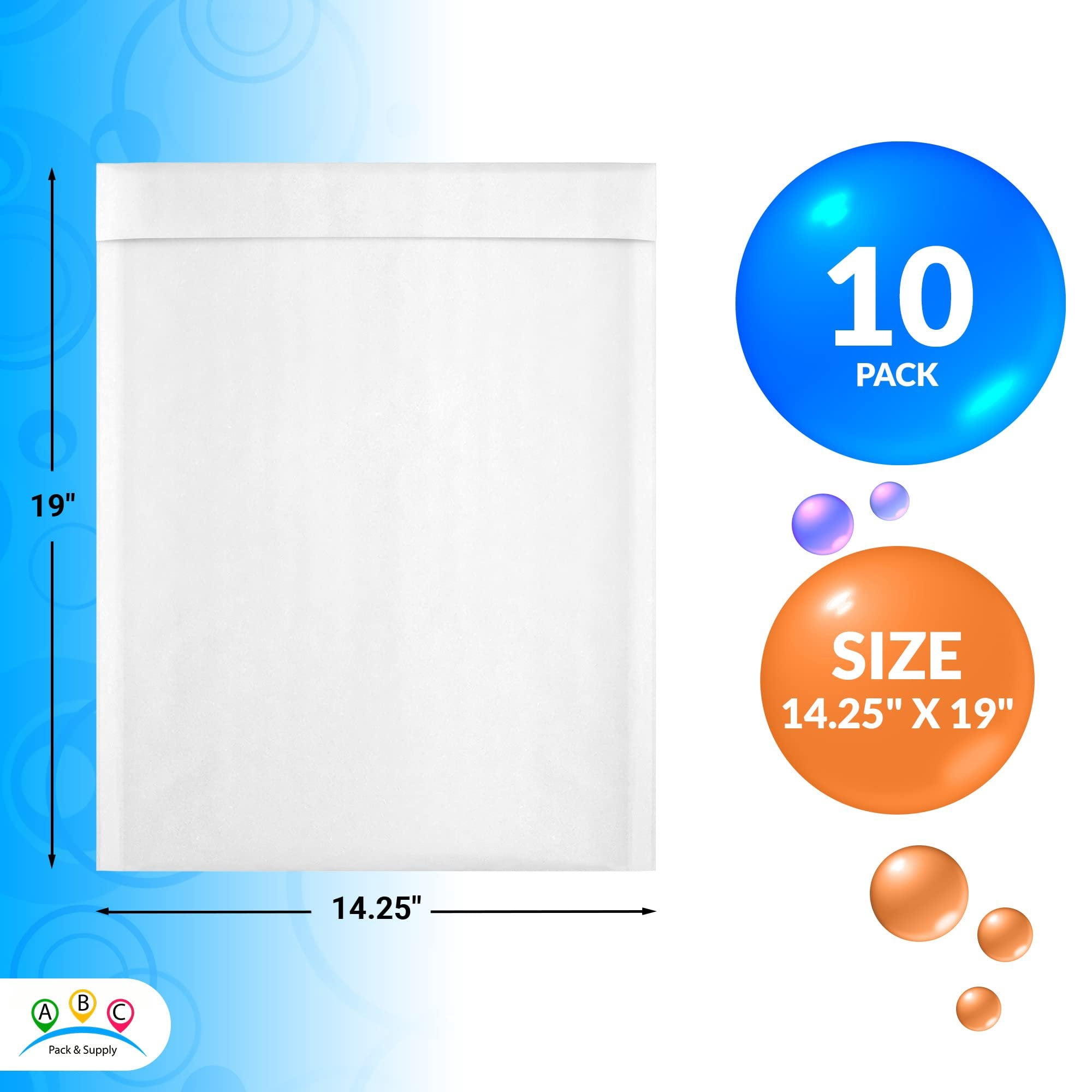 White Kraft Bubble Mailer Envelopes, 14.25 x 19 Inches. 10 Pack Mail Padded Envelopes Self Seal. Kraft Bubble Mailers. Tear-Resistant Mailing Envelope Padded. Sturdy Paper Mailer