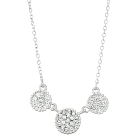 Swarovski Pave Circles Necklace Isla Simone Rhodium Plated Triple Circle Shapes Pave Crystal Necklace, Made with Swarovski Crystals ()