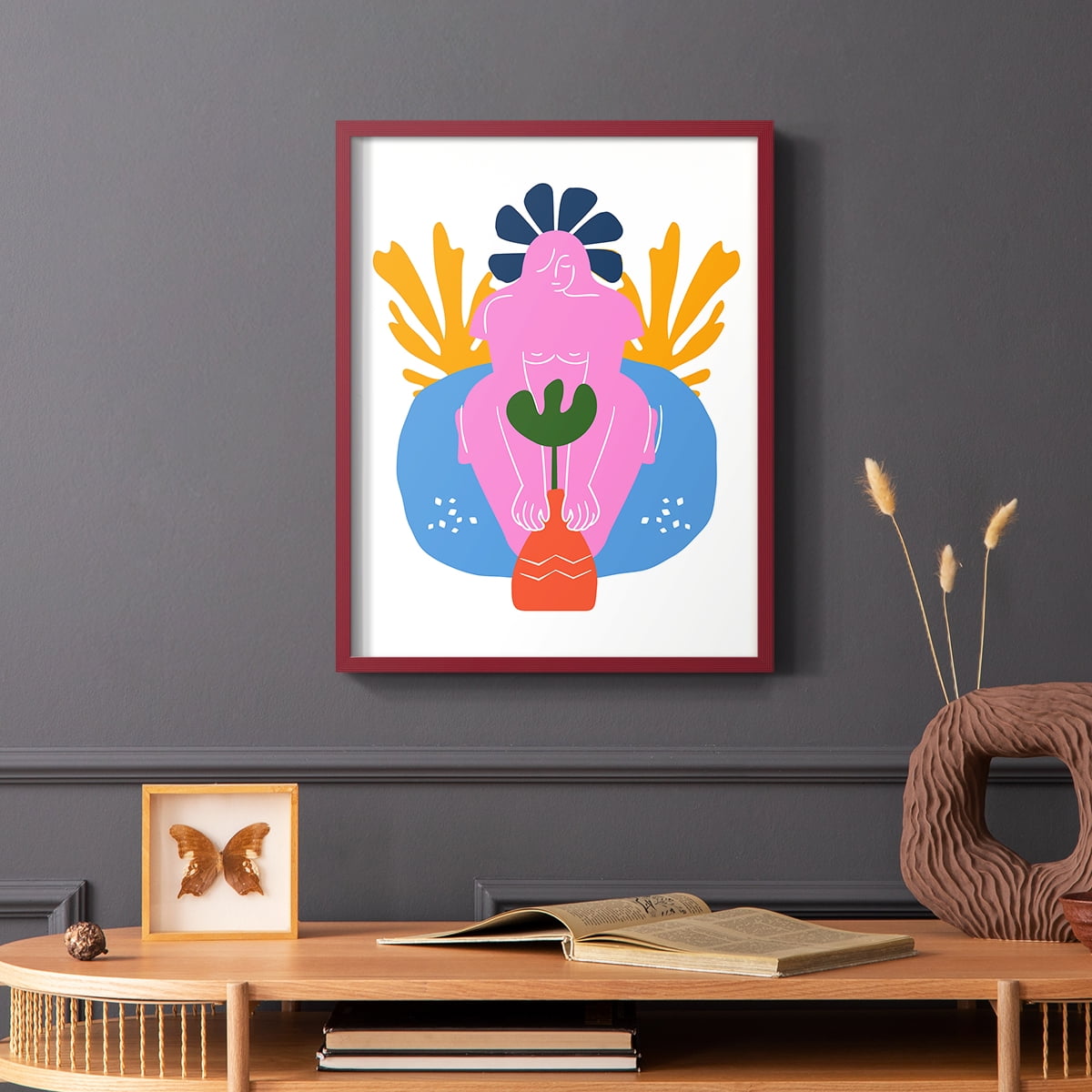 Matisse CDLV in Red Solid Wood Framed Print No Nail Hanging