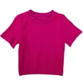 thumbnail image 5 of Women's Regular Fit Round Neck Short Sleeve Solid Color Comfy Pullover Top Blouse Casual Daily Wear Summer Vacation Outfits | CSEONE,Hot Pink L, 5 of 9