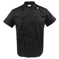 thumbnail image 2 of Men Women Double Breasted Short Sleeve Chef Coat Star Chef Restaurant Jacket Cooker Work Uniforms Cook Uniform 3XL Black Short Sleeve, 2 of 9