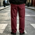 thumbnail image 5 of HomeDM Mens Athletic Sweatpants with Pockets Workout Casual Hiking Pants Wine Elastic Waist Athletic Joggers Size XL, 5 of 6