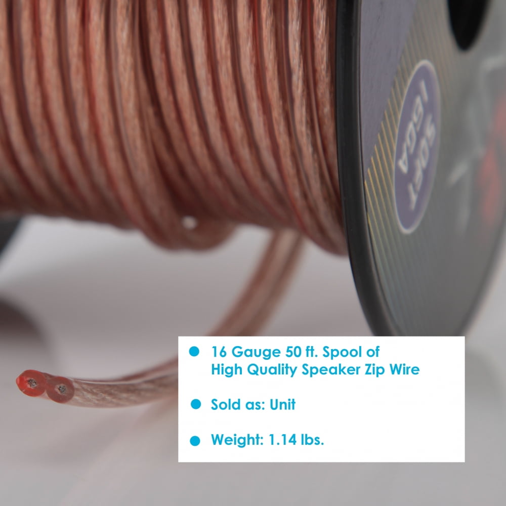 PYLE PSC1650 - 16 Gauge 50 ft. Spool of High Quality Speaker Zip Wire