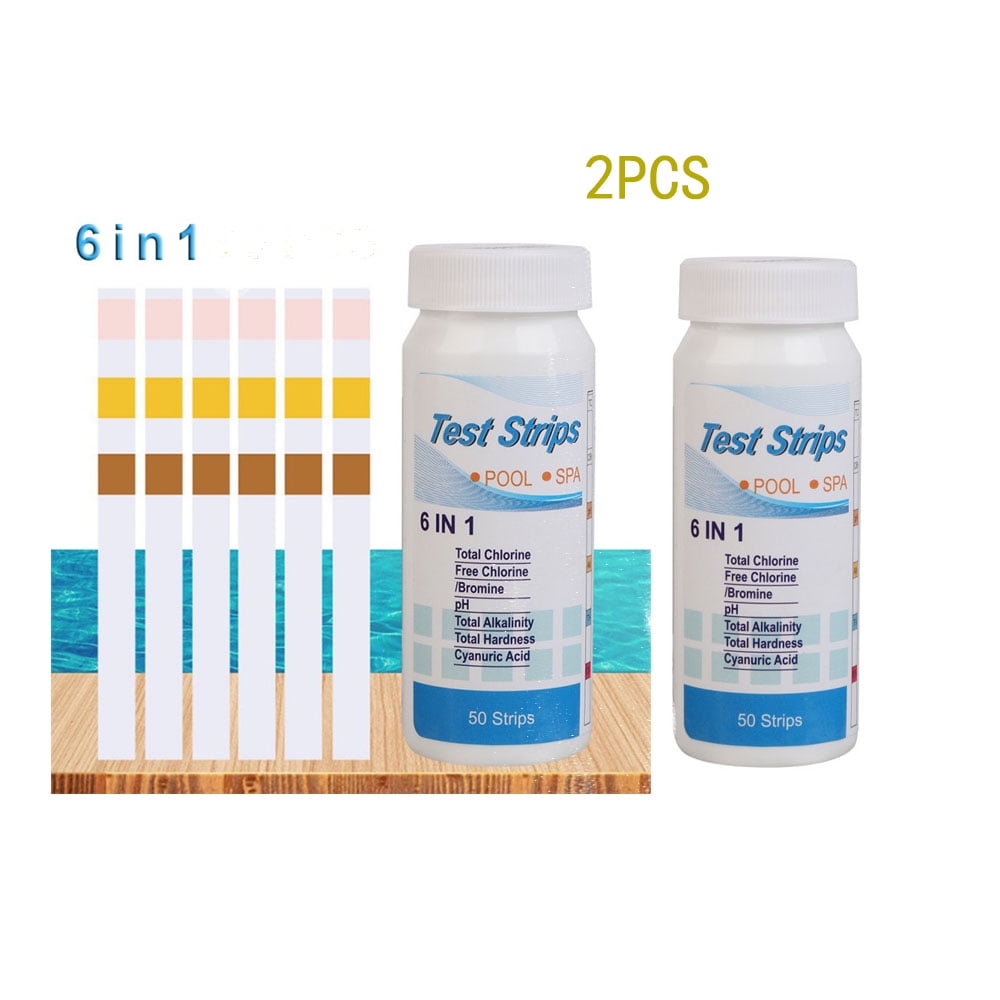 Magazine Pool Test Strips 100 Count 6 Ways Pool And Spa Test Strips For Hot Tub Swimming Pool Chemical Testing Kit, 2PCS