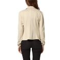 thumbnail image 3 of INSPIRE CHIC Women's Faux Suede Button up Casual Open Front Drawstring Long Sleeve Blazer XL Beige, 3 of 5