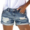 thumbnail image 3 of Womens Holiday Ripped Denim Shorts Jeans Hot Pants Distressed Frayed Short Pants, 3 of 3