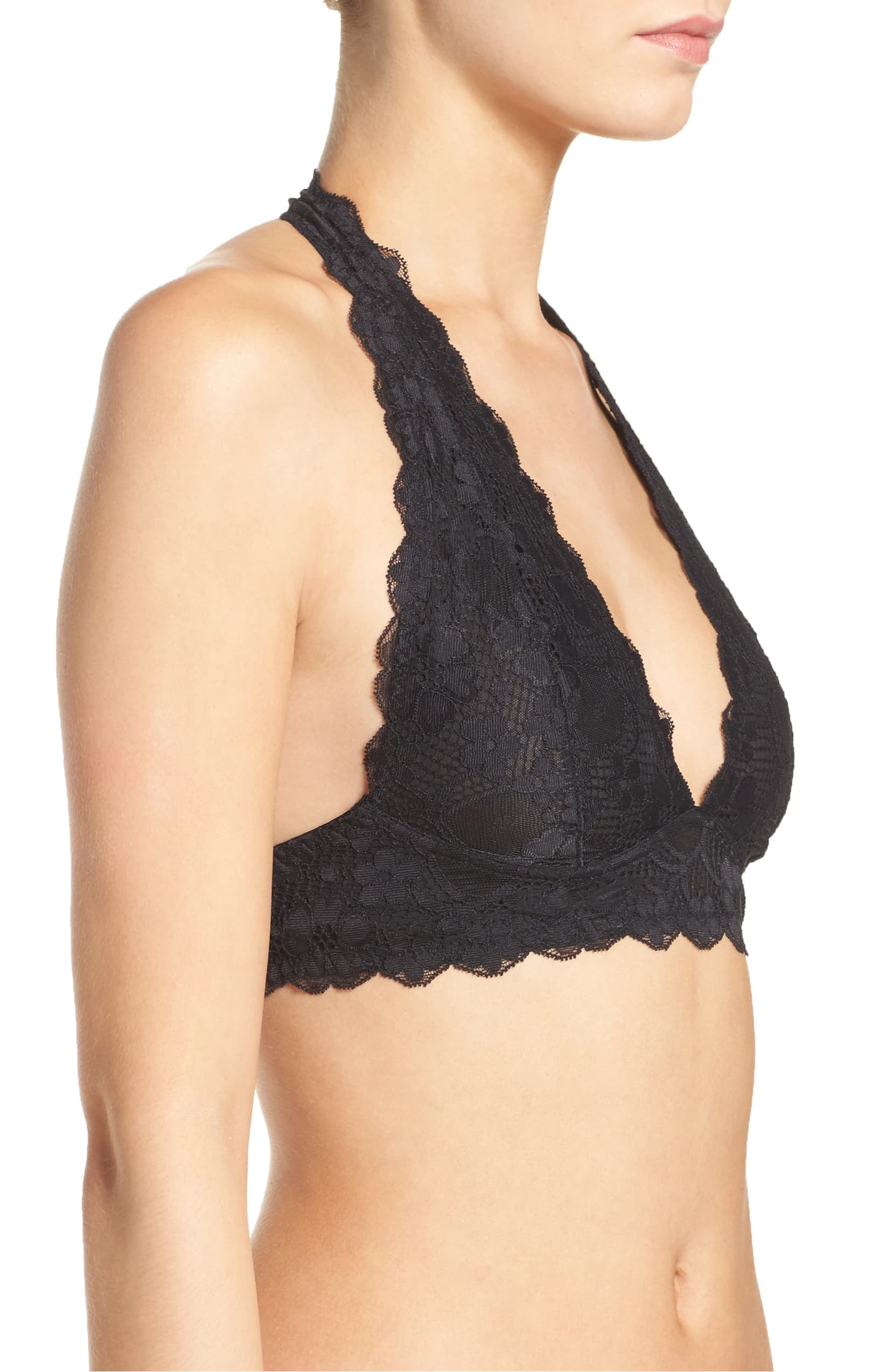 Intimately Free People Women's Galloon Lace Halter Bralette Black Size M 