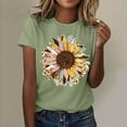 thumbnail image 2 of Stylish Women's T-Shirts - Fashionable Sunflower Printed Round Neck Short Sleeved Casual Sports Tee, 2 of 5