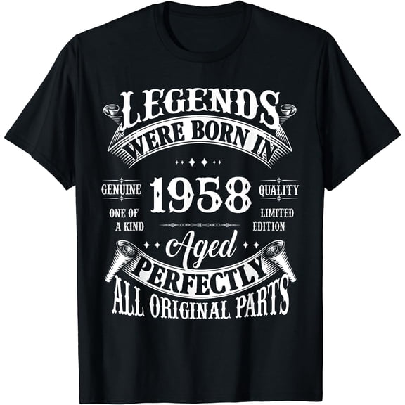 65th Birthday Tee Vintage Legends Born In 1958 65 Years Old T-Shirt