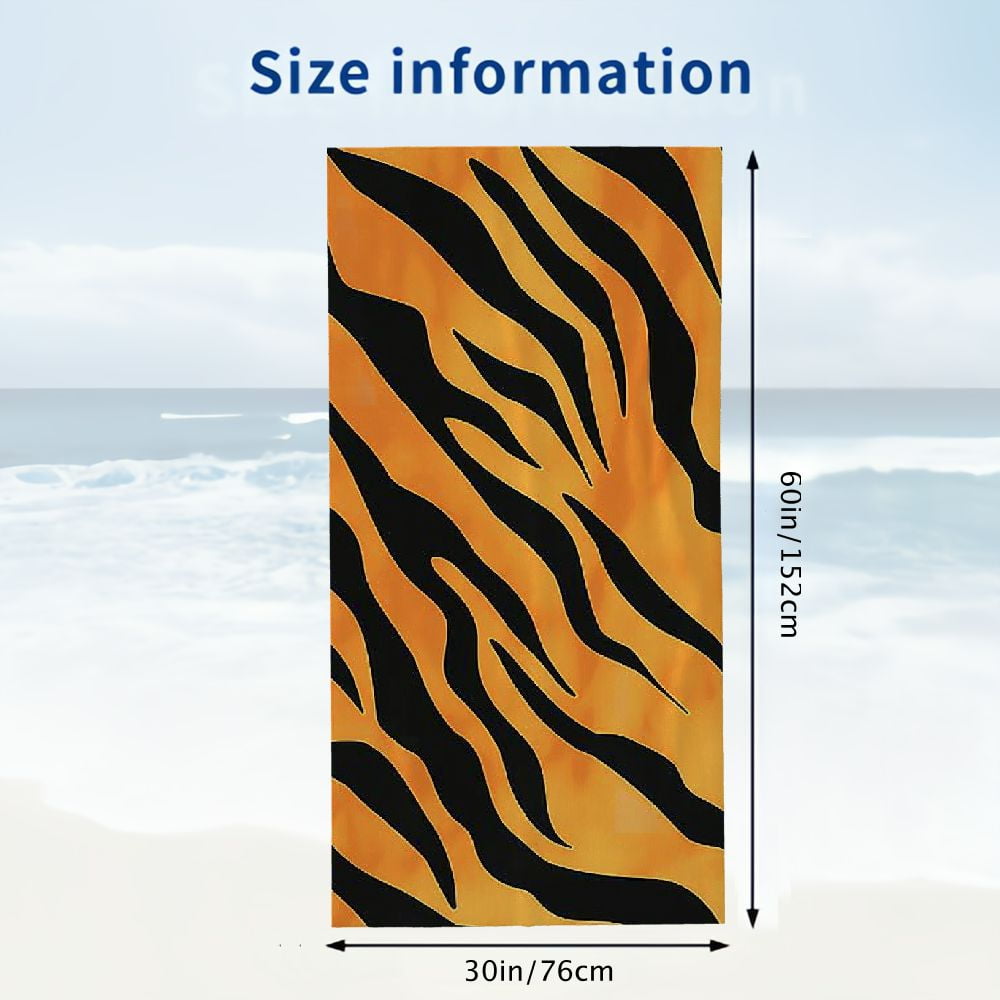 PHYHOO Tiger Skin Print Microfiber Beach Towel, Animal Pattern Large Oversized Beach Towel Lightweight Quick Dry Soft Absorbent Bath Towel, Sand Free Towel for Swimming Travel Sports 30x60in