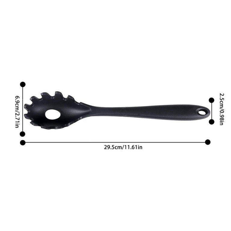 Silicone Pasta Fork 12.8 Pasta Spoon Food Grade Spaghetti Strainer Long  Server Spoon for Kitchen Cooking Baking Stirring Tools (Black)