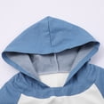 thumbnail image 6 of Women's Hooded Sweatshirt Dress, Denim Patchwork Hoodie Dress Long Sleeve Midi with Pockets, Cozy Casual Fall Winter Outfit for Daily Wear White S, 6 of 9