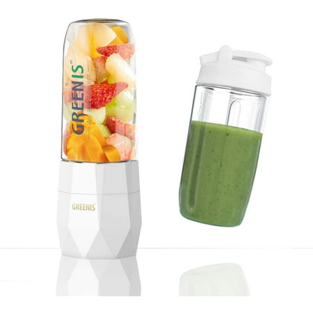 

Greenis Portable Blender USB Rechargeable Single Serve Blender 400ml Electric Juice Cup 4000mAh Li-ion battery Stainless Steel 4-Blade Powerful Motor 18000 RPM (BPA Free White)