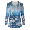 thumbnail image 4 of Womens Tops Plus Size Long Sleeve Blouse Trendy Floral V Neck Tee Casual Spring Summer Tunic Shirts, 4 of 4