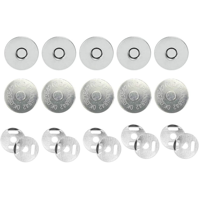 Trimming Shop 14mm Silver Magnetic Snap Fastener for Sewing and Clothing  Repair, Pack of 10