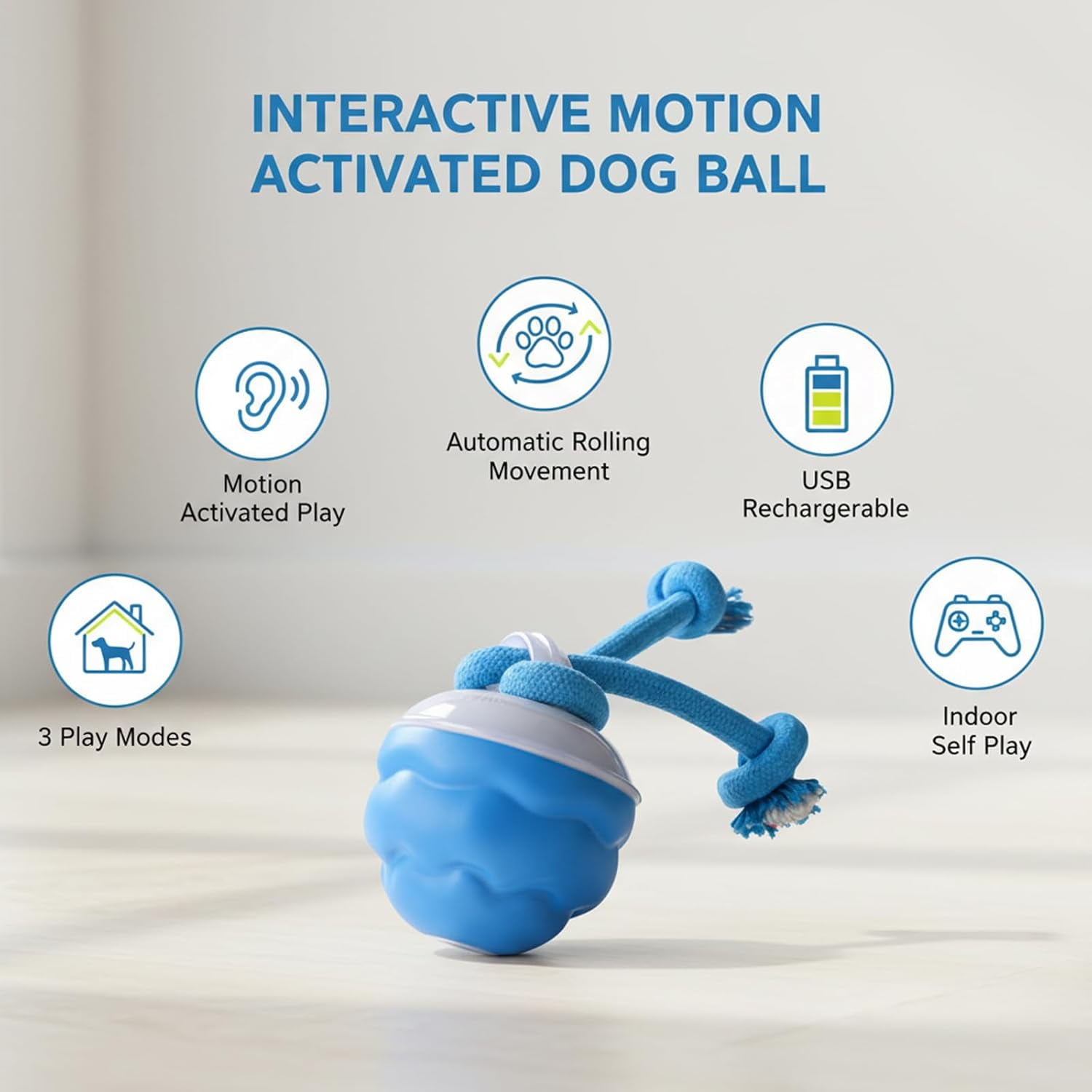 Interactive Motion Activated Rolling Dog Ball, Automatic Moving Dogs Toy for Boredom Stimulating, 2026 Upgraded USB Rechargeable Self Play Ball