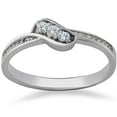 thumbnail image 1 of Bague de Fiançailles Promesse Diamant 3 Pierres 1/6ct Or Blanc 14K, 1 of 3
