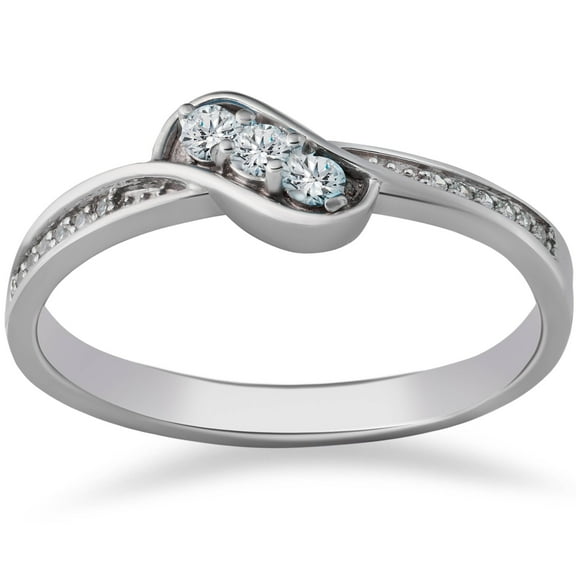 Pompeii 1/6ct 3-Stone Diamond Promise Engagement Ring 14K White Gold (G/H,I1-I2)