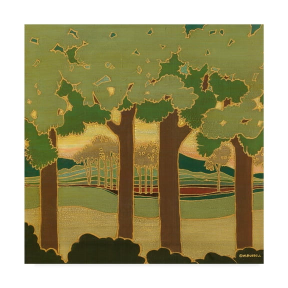 Wendy Russell 'Arts And Crafts Landscape Ii' Canvas Art