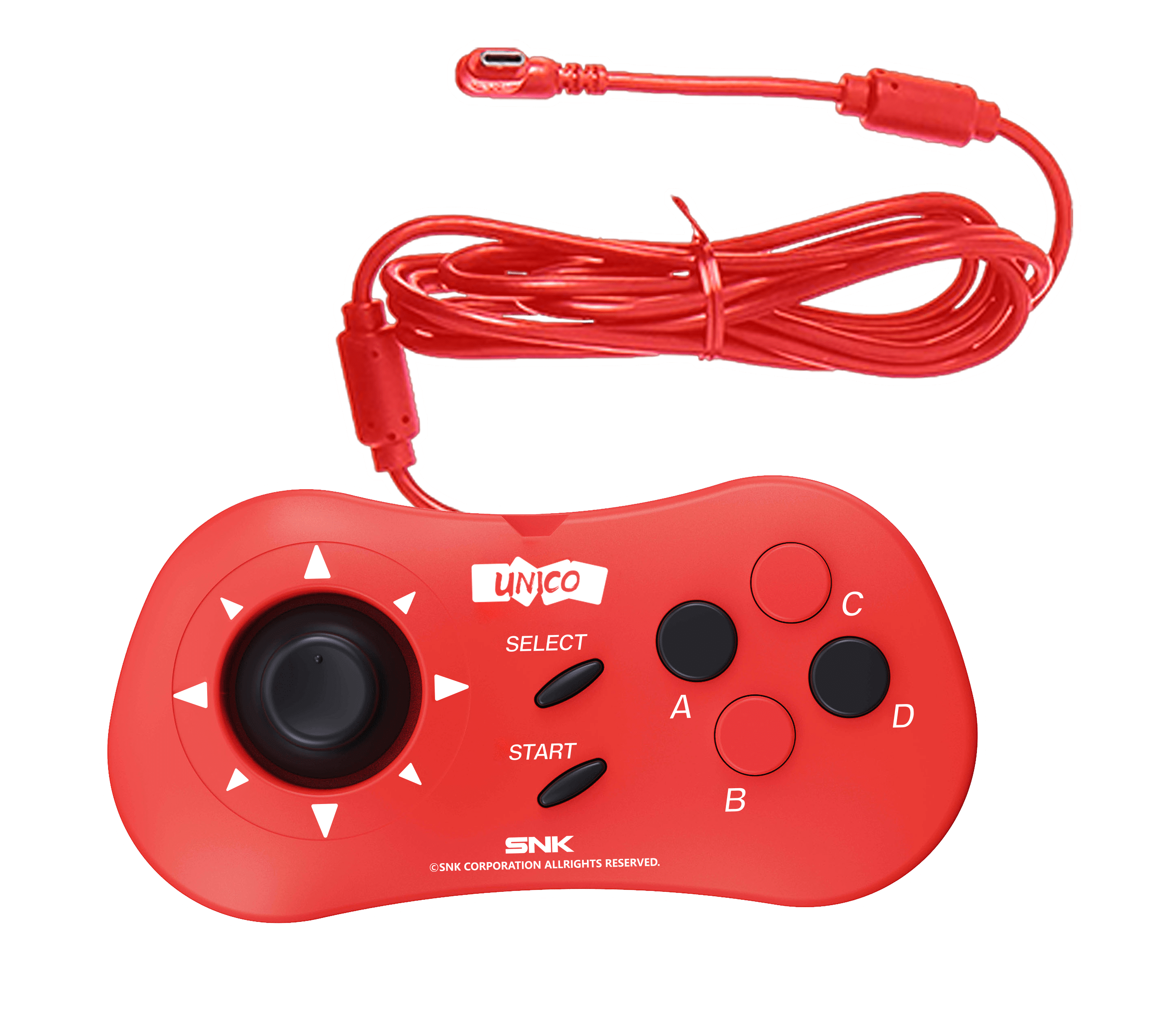 UNICO SNK Mini Controller Red, Wired Gamepad for MVS Mini