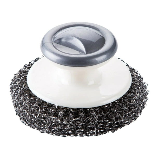 Depurador de acero inoxidable, limpiador de hierro fundido, bola de limpieza de sartenes reutilizable, limpiador de sartenes de hierro fundido multifu Gris