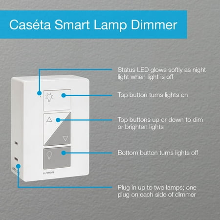 Lutron - Caseta Smart Lighting Lamp Dimmer and Remote Kit - White