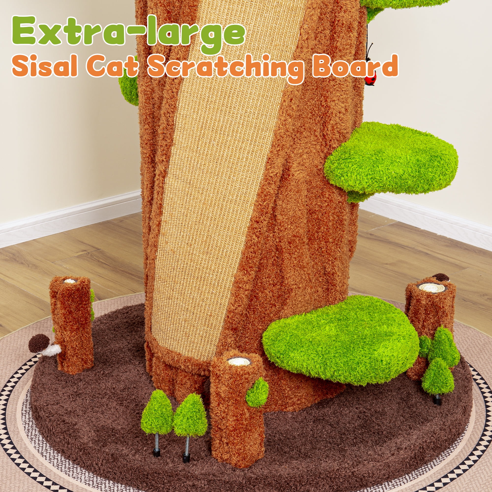 LHBCraft 88.6" Tall Cat Tree for Indoor Cats, Large Cat Tower with Luxury Cat Condo, Cat Tree Tower with Soft Cushion, Scratching Board, Plush Platform and Top Perch