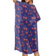 thumbnail image 4 of HELLHERO Polyester Bathing Suit Cover Up for Vacation Half Sleeve Free Size Long Kimono Swimsuit Cover Up Cherry Pattern Print, 4 of 6