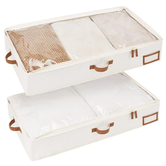 StorageWorks Large Under Bed Storage Containers with Handles and Label Holder, 2 Pack Ultra-thick Fabric Underbed Bins, Closet Organizer for Clothes,
