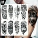 thumbnail image 1 of 22 Hojas 3D Antebrazo Media Manga Tatuajes Temporales para Hombres Mujeres Adultos, Grandes Tribal León Guerrero Tigre Lobo Flor Cráneo Falso Tatuaje Pegatinas Halloween, (patrón aleatorio), 1 of 5