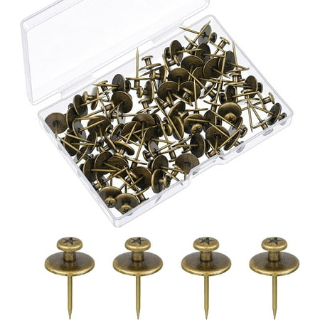 

80 Pieces Double Headed Picture Hangers Nails Small Head Thumb Tacks Wall Hanging Photo Hook Pins for Home Office Decorations (Bronze) (-h-3087)