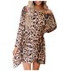 thumbnail image 2 of ICHUANYI Clearance Women's Spring Leopard Printing Long Sleeve Round Neck Loose Casual Dress ICHUANYI "ICHUANYI", 2 of 9