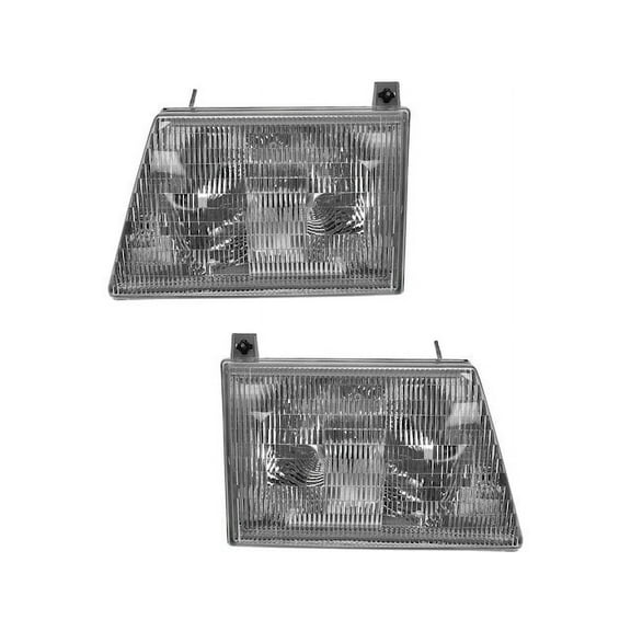 Headlight Assembly Set 2 Piece - Compatible with 1997 - 2002 Ford E-150 Econoline Club Wagon 1998 1999 2000 2001