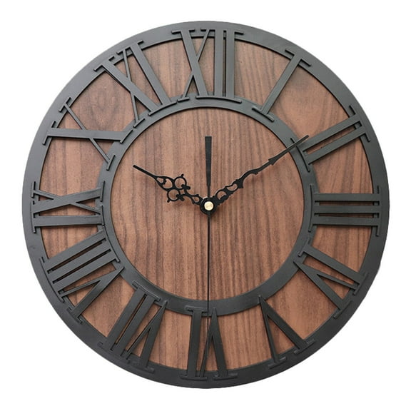 HINTRMENT Retro Number Clock Wall Clocks Modern Wood 1Pcs 11.8X11.8X1.2In