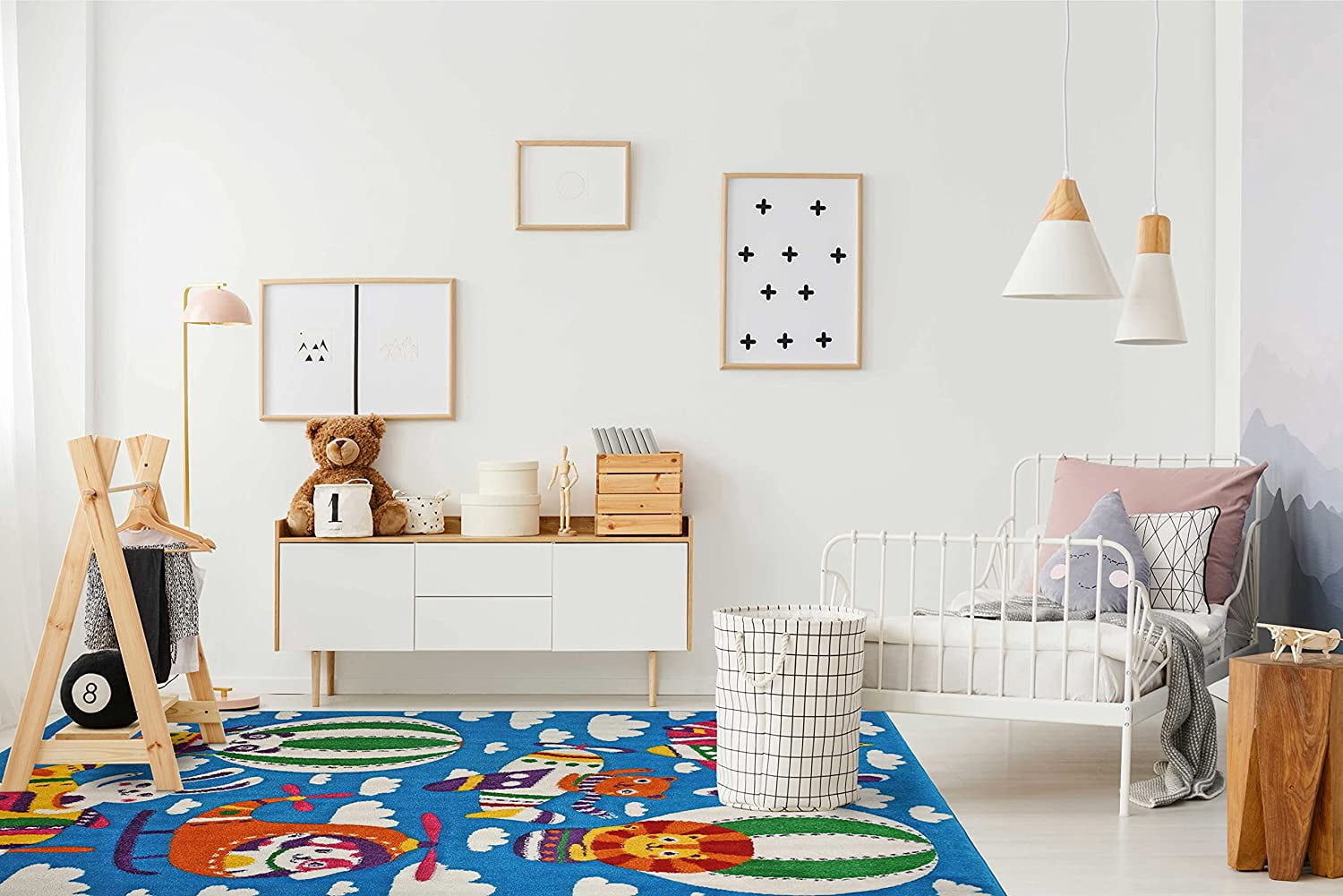 KC Cubs Boy & Girl Modern Decor Multicolor Area Rug and Carpet Collection for Kids, Toddlers and Baby Nursery, Flying Animal Friends