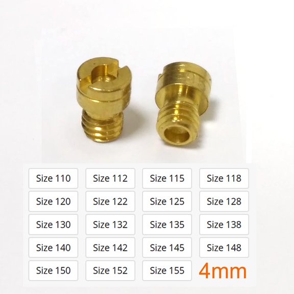 suitable for Motorcycle Carburetor 4mm Thread M4 Round Main Jet Size 110-155 For Kenhin CarbMikuni Minimoto Gy6 139qmb 50cc  Injector Nozzle