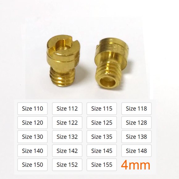 Carburateur de Moto Filetage 4mm M4 Rond Taille Principale 110-155 pour Kenhin CarbMikuni Minimoto Gy6 139qmb Buse d'Injecteur 50cc
