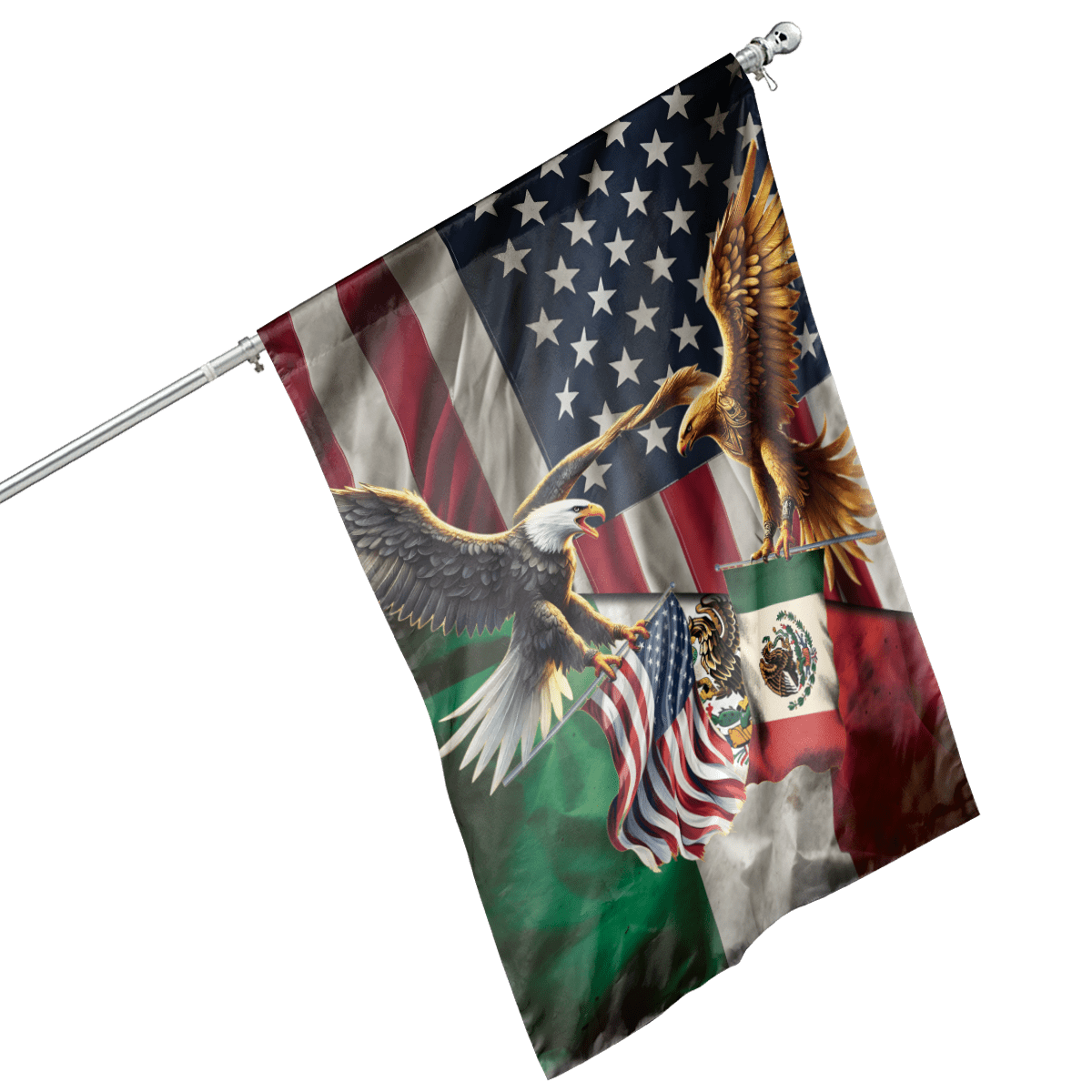Lotusprinthandmade Eagle Mexican America Friendship Patriotic Proud 100% Polyester House Flag 36×60 inches