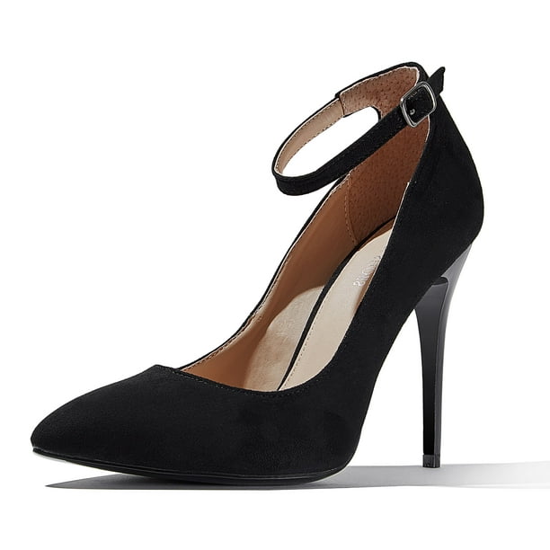 DailyShoes Women's Classic Closed Toe High Heels Pumps Casual Black Suede, 6.5 B(M) US - Walmart.com