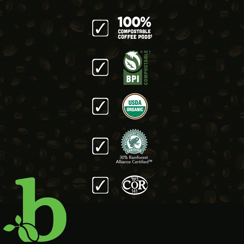 beaniac Organic Kickstarter 100% Colombian, Medium Light Roast, Single Serve Compostable K Cup Coffee Pods, Organic Arabica Coffee, Keurig Brewer Compatible, 30 Count